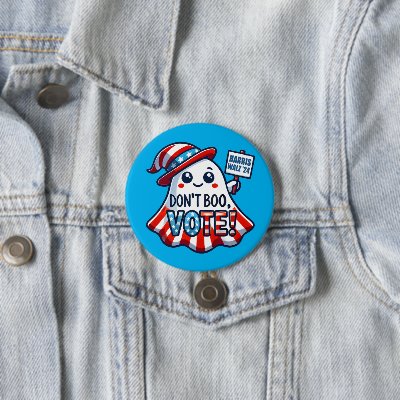 Don't Boo, Vote! Harris Walz 2024 Halloween Mashup Button