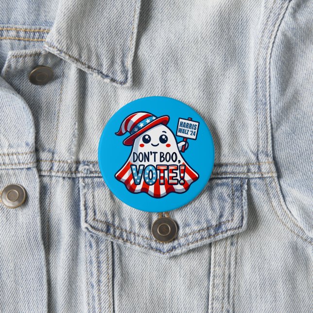 Don't Boo, Vote! Harris Walz 2024 Halloween Mashup Button (In Situ)