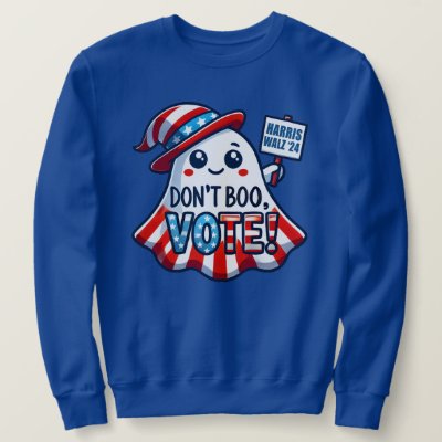 Don&#39;t Boo, Vote! Harris Walz 2024 Halloween Mashup Sweatshirt