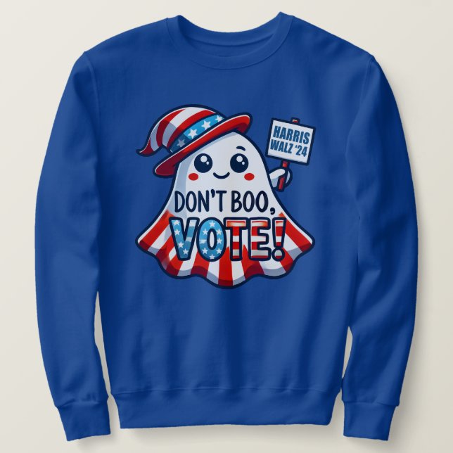 Don't Boo, Vote! Harris Walz 2024 Halloween Mashup Sweatshirt (Design Front)