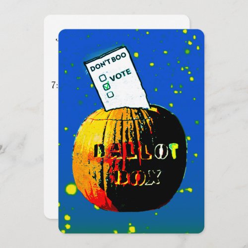 Dont BooâVoteâPop Art Pumpkin Ballot Box Invitation