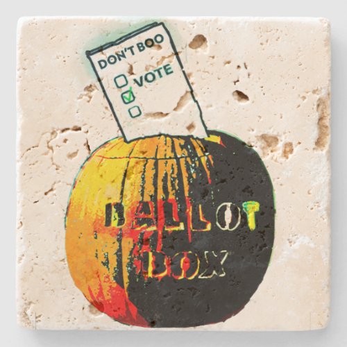 Dont BooVotePop Art Pumpkin Ballot Box Stone Coaster