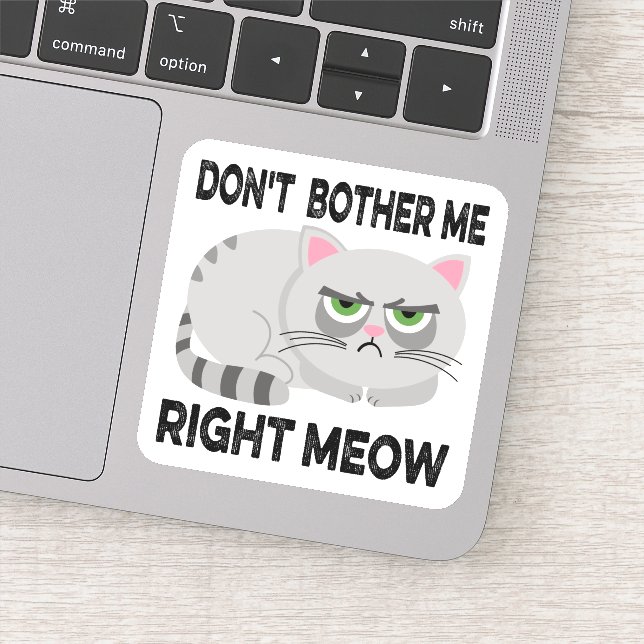 DON'T BOTHER ME RIGHT MEOW - Funny Lazy Cat Sticke Sticker (Detail)