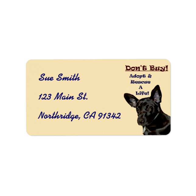 Don't Buy! Adopt Animal Avery Label (Front)