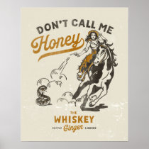 Don't Call Me Honey Vintage Cowgirl Pinup & Horse Poster