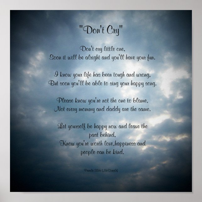 Don't Cry....Poem Poster (Front)