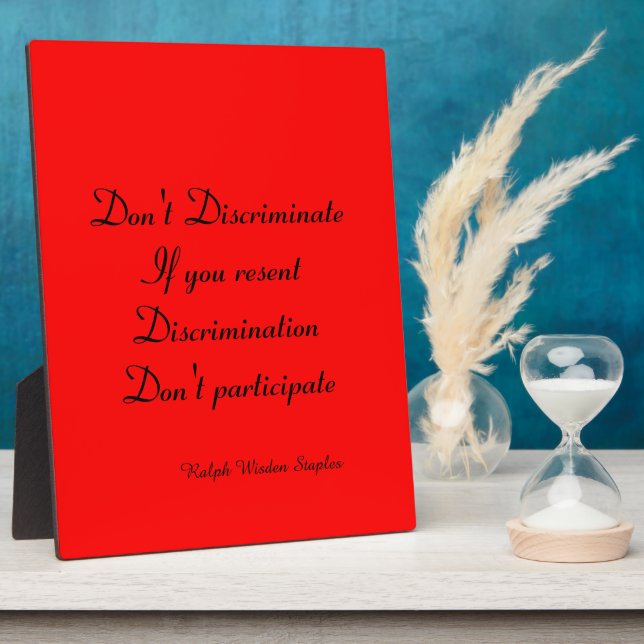Don't discriminate plaque (Side)