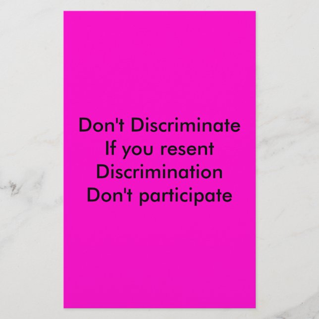 Don't discriminate stationery (Front)