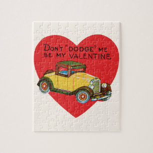 Don't Dodge Me, Be My Valentine! Retro Valentine Jigsaw Puzzle