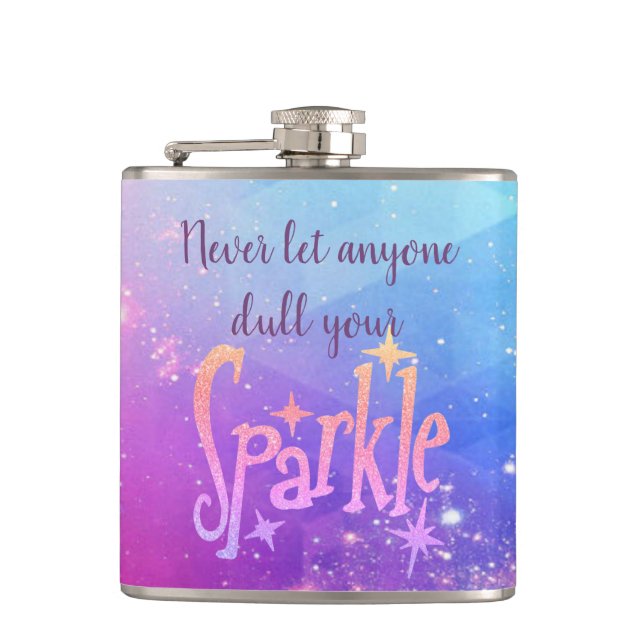 Don't Dull Your Sparkle Cosmic Stars Flask (Front)