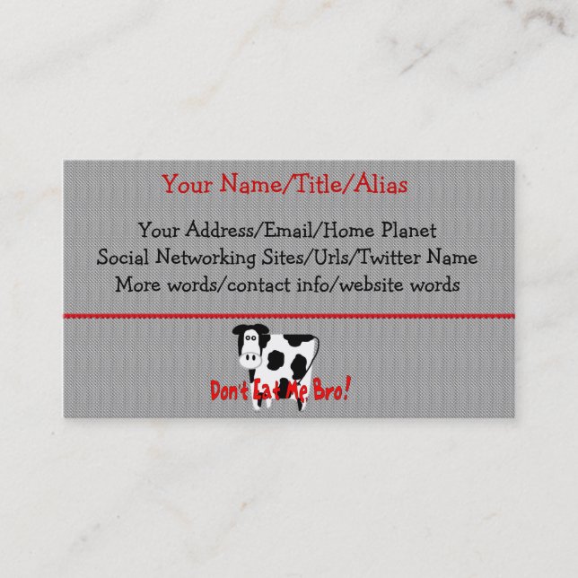 Don't Eat Me, Bro! Business Card (Front)