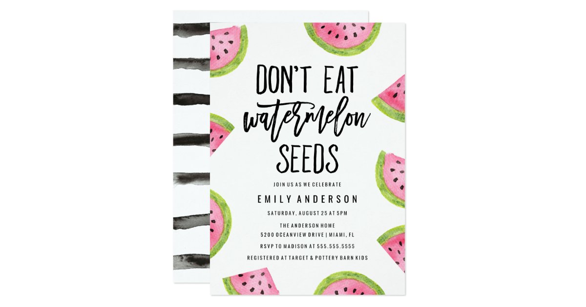 Don T Eat Watermelon Seeds Baby Shower Invitation Zazzle Com