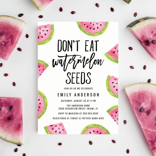 Dont Eat Watermelon Seeds Baby Shower Invitation