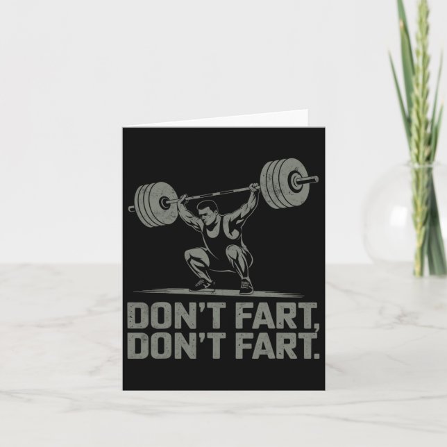 Don't Fart Funny Weightlifting Joke Gym Humor Work Card (Front)