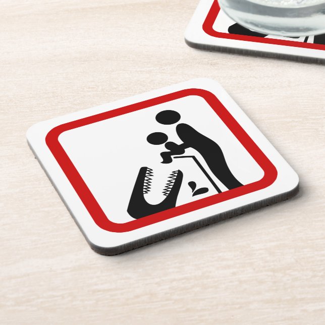 Don't Feed Baby To The Crocodile Zoo Sign Beverage Coaster (Left Side)