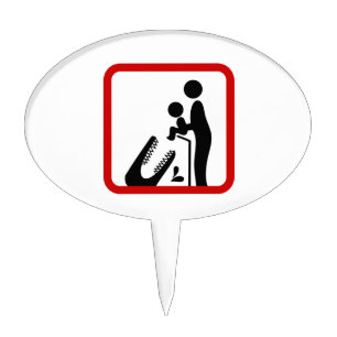 Don't Feed Baby To The Crocodile Zoo Sign Cake Topper