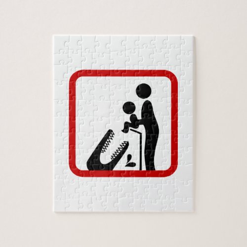 Dont Feed Baby To The Crocodile Zoo Sign Jigsaw Puzzle