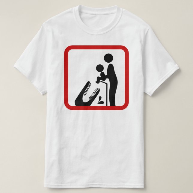 Don't Feed Baby To The Crocodile Zoo Sign T-Shirt (Design Front)