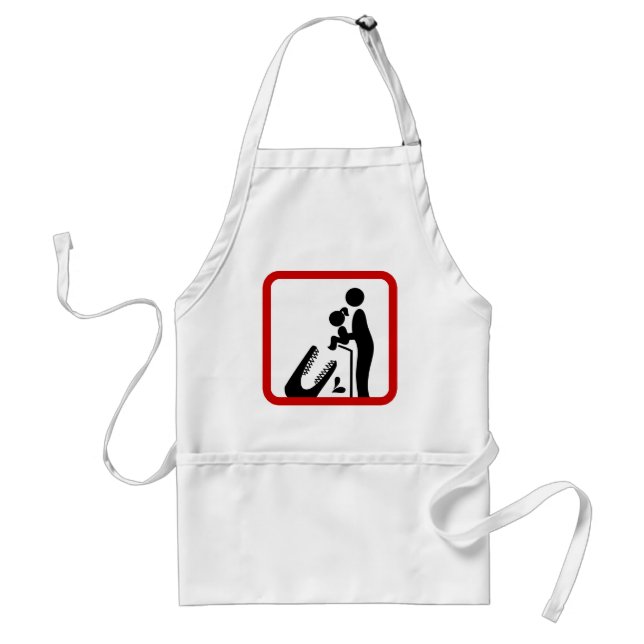 Don't Feed Daughter To The Crocodile Zoo Sign Adult Apron (Front)