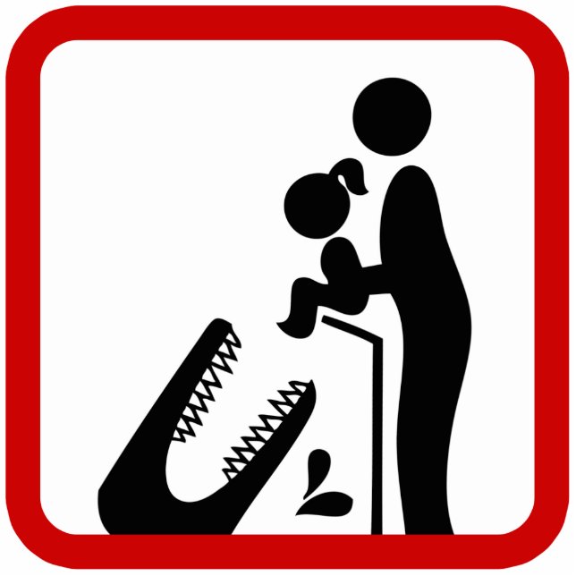 Don't Feed Daughter To The Crocodile Zoo Sign Cutout (Front)