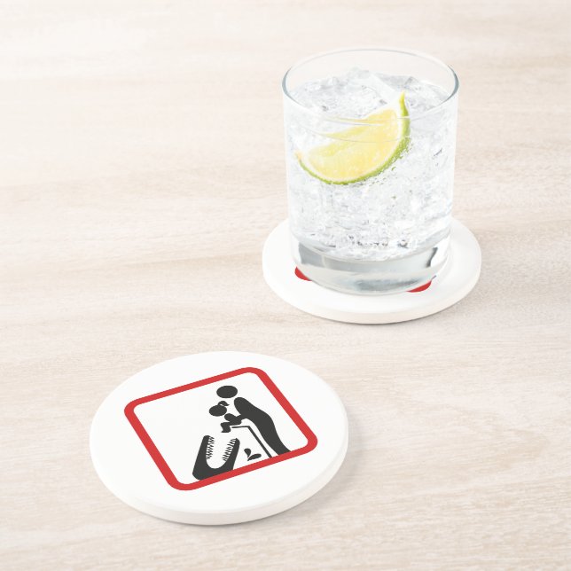 Don't Feed Daughter To The Crocodile Zoo Sign Sandstone Coaster (Side)