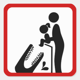 Don't Feed Daughter To The Crocodile Zoo Sign Square Sticker