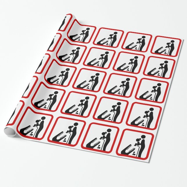 Don't Feed Daughter To The Crocodile Zoo Sign Wrapping Paper (Unrolled)