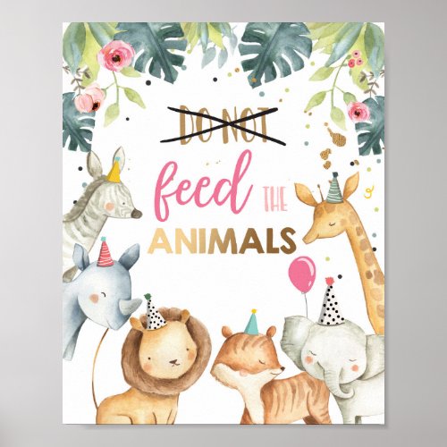 Dont Feed the Animals Safari Birthday Table Sign