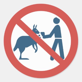 Don't Feed The Kangaroos Sign  Australia Classic Round Sticker by worldofsigns at Zazzle