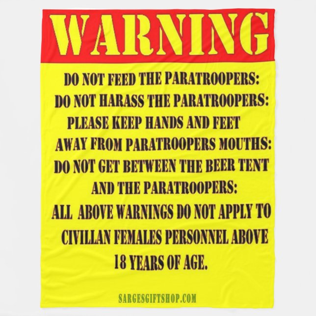 DON'T FEED THE PARATROOPERS FLEECE BLANKET (Front)