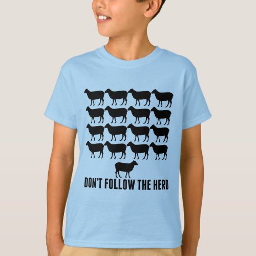 Dont Follow the Herd of Sheep Be Yourself Kids T_Shirt