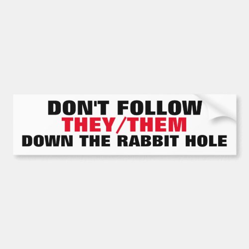 Dont Follow TheyThem Down the Rabbit Hole  Bumper Sticker