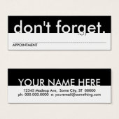 don't forget. (appointment card) (Front & Back)