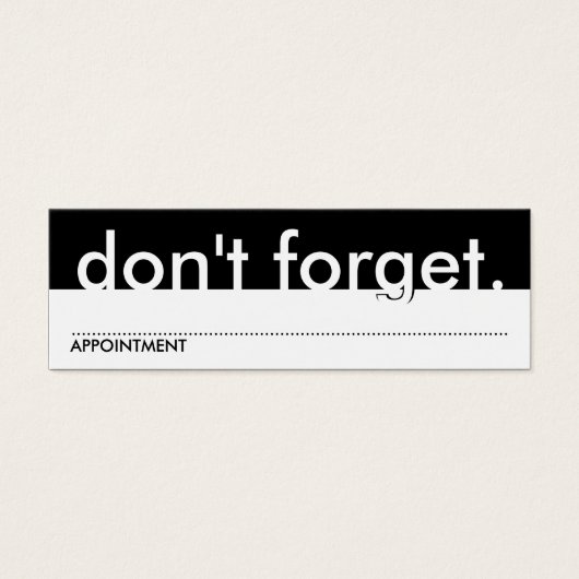 don't forget. (appointment card) (Front)