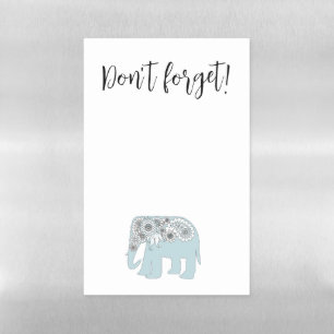 Don't Forget! Blue Paisley Elephant Reminder Magnetic Dry Erase Sheet