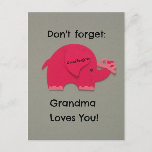 Don't forget: Grandma Loves You! Granddaughter Postcard (Front)