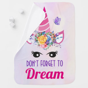 Don't Forget to Dream Cute Pink Unicorn Baby Blanket