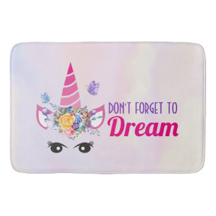 Don't Forget to Dream Cute Pink Unicorn Bath Mat