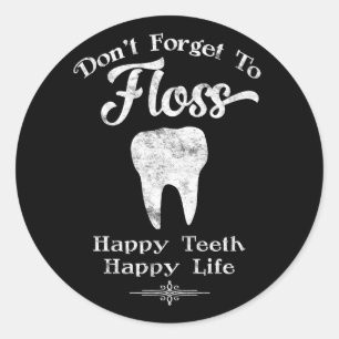 Don't Forget To Floss Chalkboard Classic Round Sticker