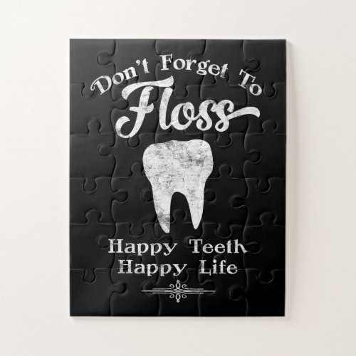 Dont Forget To Floss Chalkboard Jigsaw Puzzle