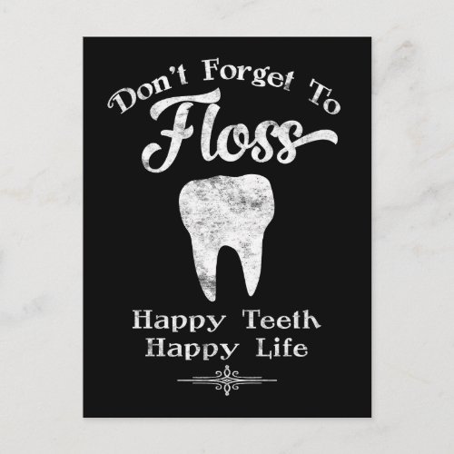 Dont Forget To Floss Chalkboard Postcard