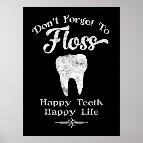 Dont Forget To Floss Chalkboard Poster