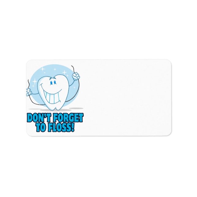 don't forget to floss flossing cartoon tooth label (Front)