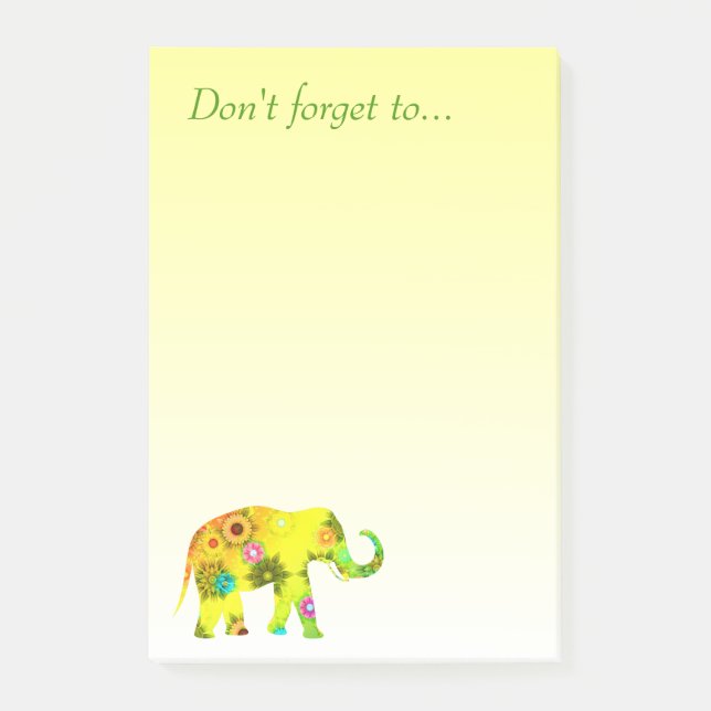 Don't forget to... with beautiful elephant post-it notes (Front)