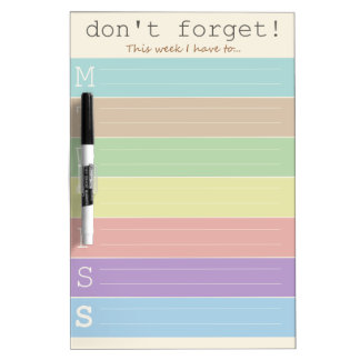 "Don't forget!" weekly calendar (dry erase board) Dry Erase Board