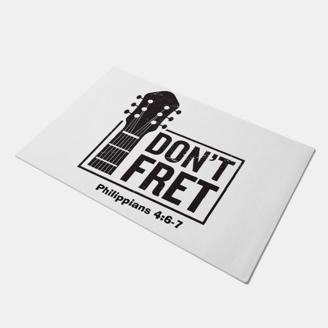 Don't fret (Philippians 4:6-7) Guitar  Doormat (Angled)
