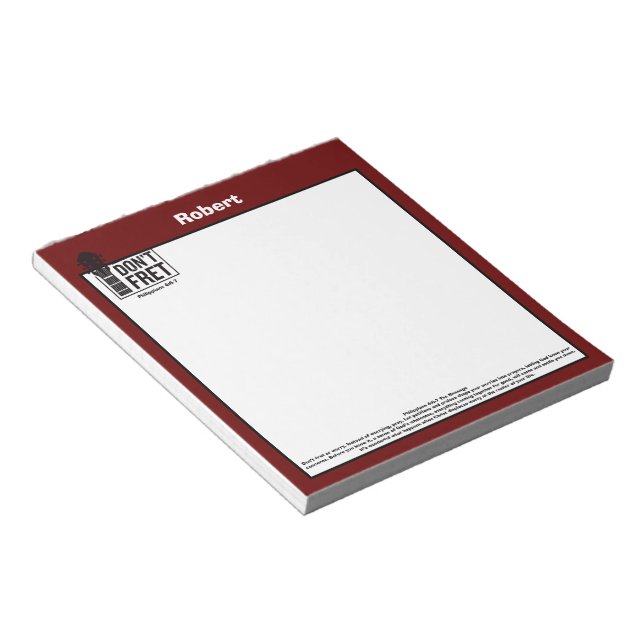 Don't fret (Philippians 4:6-7) Guitar personalized Notepad (Angled)