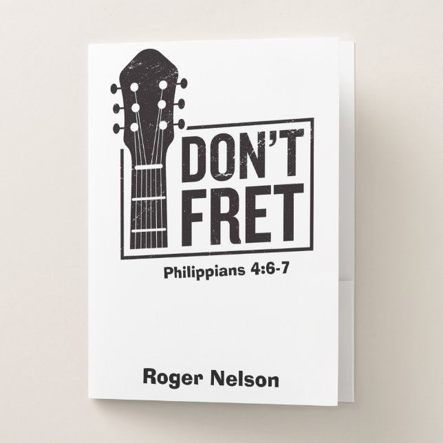 Don't fret (Philippians 4:6-7) Guitar personalized Pocket Folder (Front)