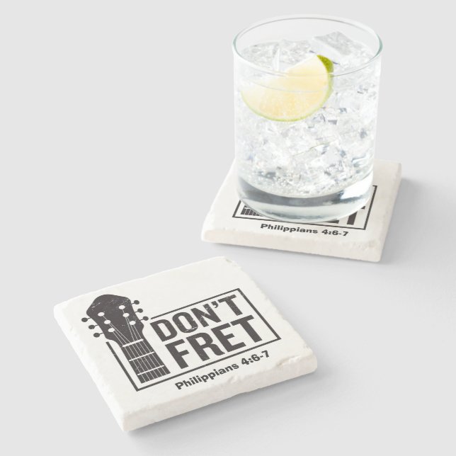 Don't fret (Philippians 4:6-7) Guitar  Stone Coaster (Side)