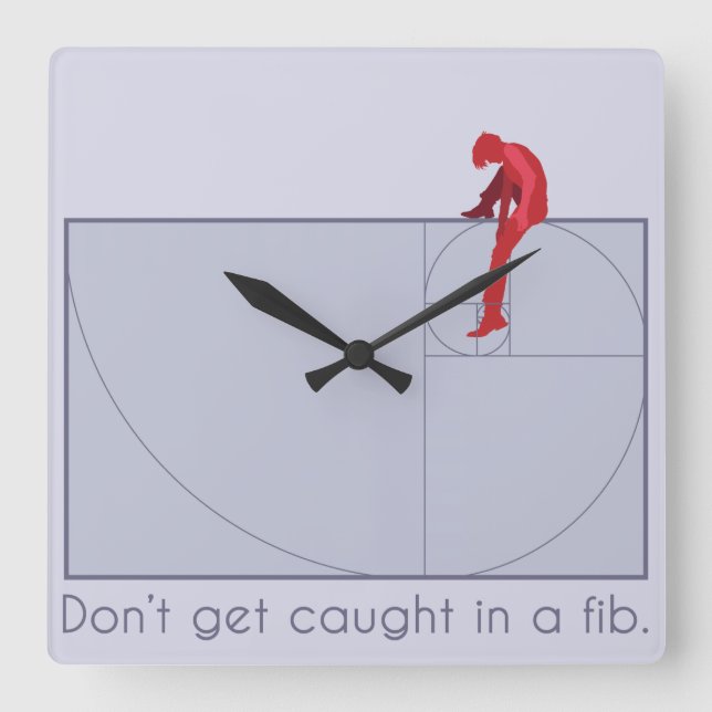 Don't get caught in a fib square wall clock (Front)